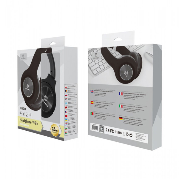 Techancy TH5211 Headset mikrofonos fejhallgató, fekete
