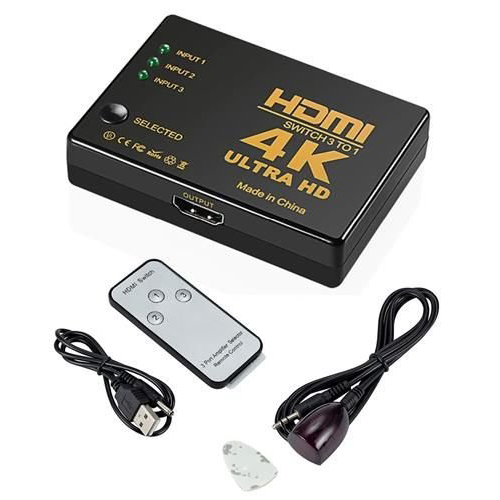 XMAX 4K 3D ultra HD HDMI switch átkapcsoló elosztó távirányítóval, 3XHDMI
