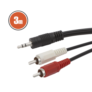 XMAX RCA / JACK audio kábel (2 x RCA dugó - 3,5 JACK dugó), 3m