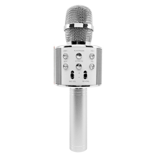 SuperStar Bluetooth karaoke mikrofon beépített hangszóróval, ezüst